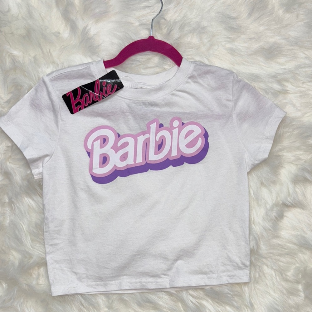 Barbie White T-Shirt with Pink and Purple Logo